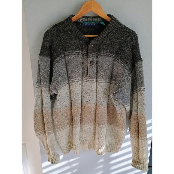VTG Claybrooke Outdoors wool blend sweater color block design L eclectic grandpa - Picture 1 of 16